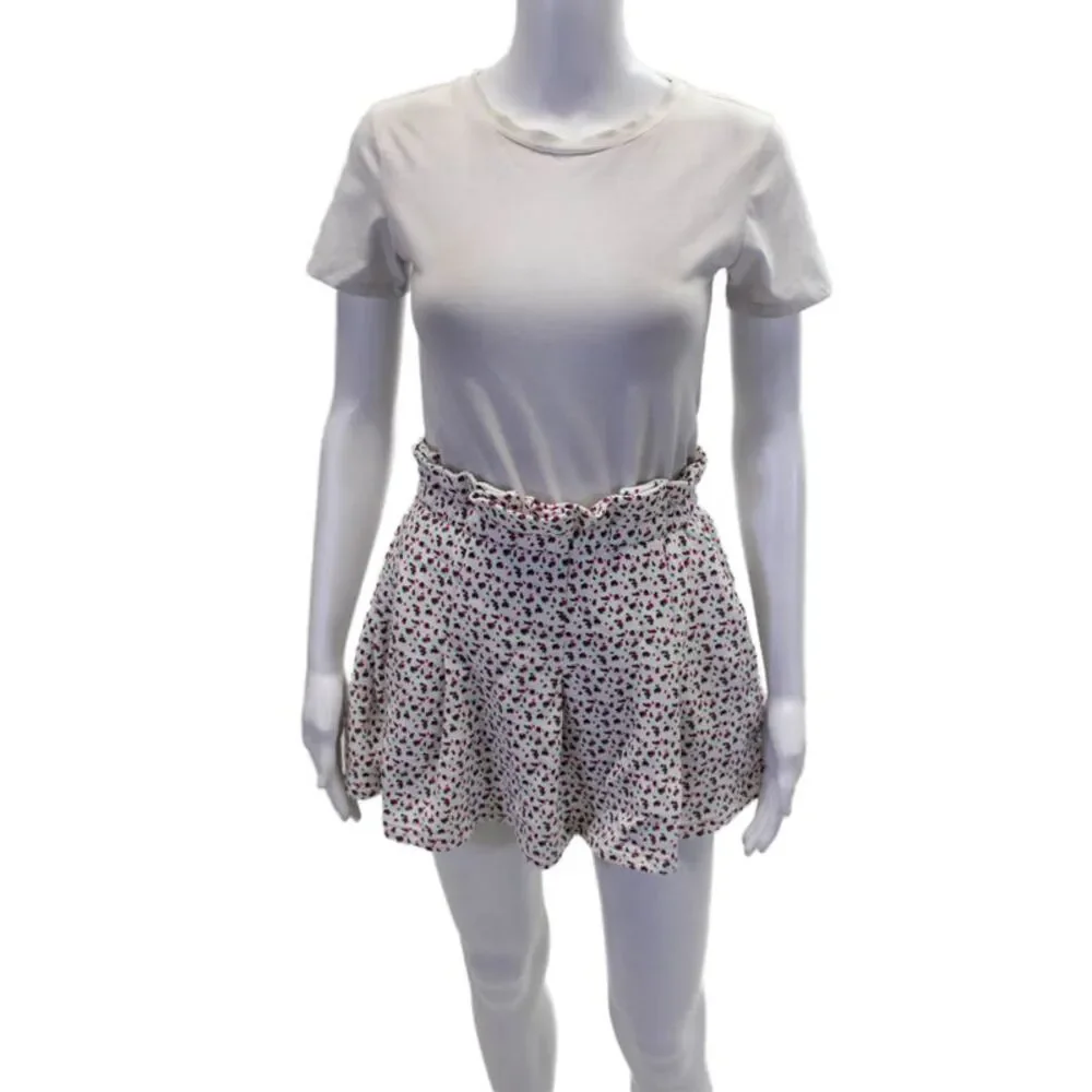 Something Navy Womens Cotton Mya Pleated Floral Print Skort White Size XS